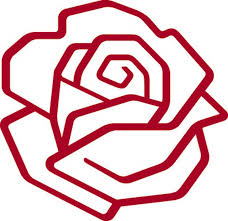 Et billede af Socialdemokraternes logo, en rose
